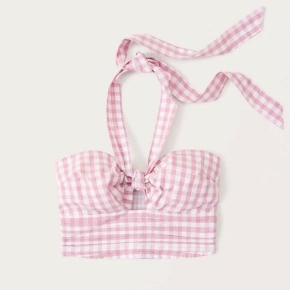 Abercrombie & Fitch Pink Gingham Halter Top
